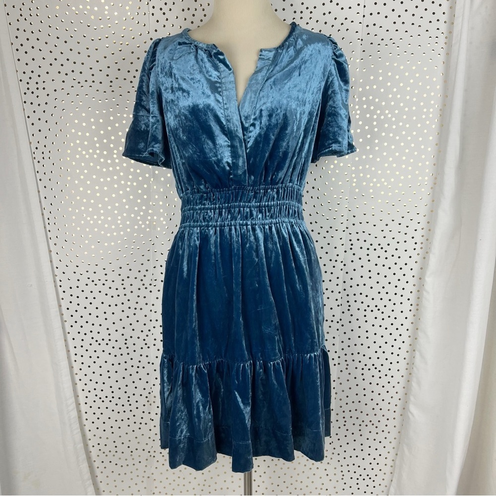 Anthropologie Somerset Velvet Blue Mini